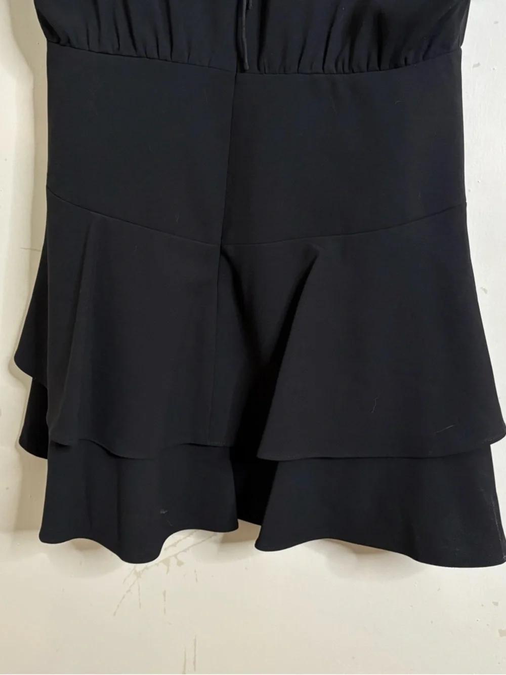 Alice + Olivia Black Mini Dress with Layered Ruffle Skirt - Picture 4 of 14